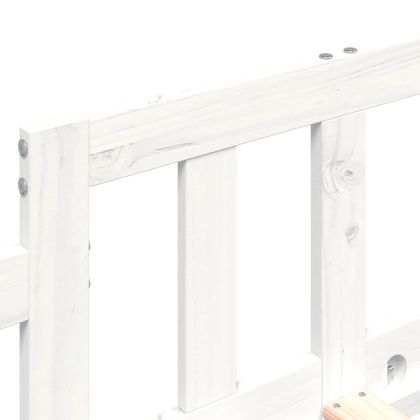 Дневно легло без матрак, бял, 90x200 см, борово дърво масив