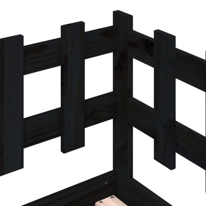 Дневно легло, черно, борово дърво масив, 90x200 см