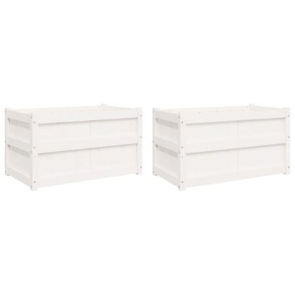 Градински сандъци, 2 бр, бели, борово дърво масив