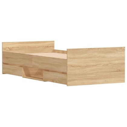 Рамка за легло с горна и долна табла, сонома дъб, 90x190 см