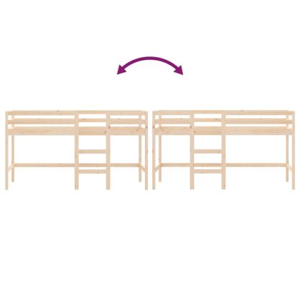 Детско високо легло със стълба, 90x200 см, бор масив