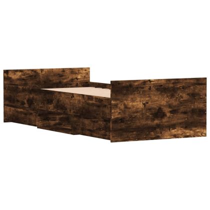 Рамка за легло с горна и долна табла, опушен дъб, 90x190 см