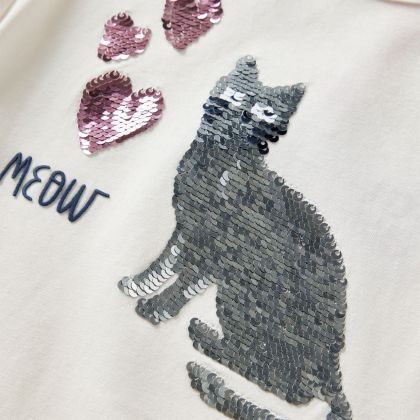 Детска тениска с дълъг ръкав, екрю, 92