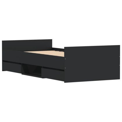 Рамка за легло с горна и долна табла, черна, 90x190 см