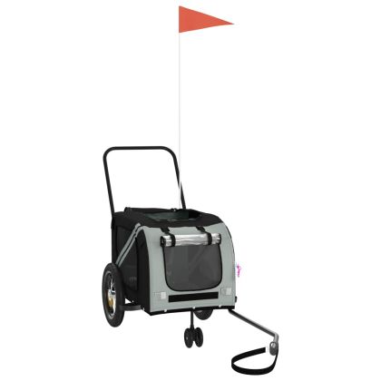 Ремарке за колело за любимци сив и черен Оксфорд плат и желязо