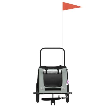 Ремарке за колело за любимци сив и черен Оксфорд плат и желязо