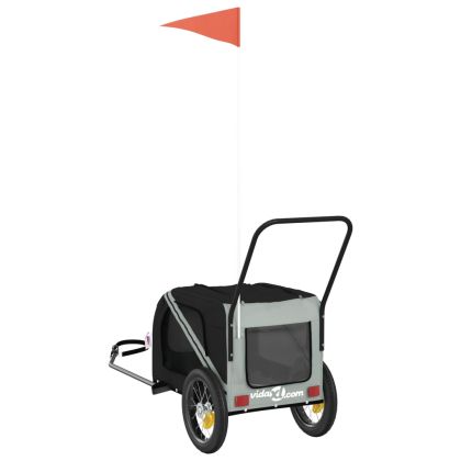 Ремарке за колело за любимци сив и черен Оксфорд плат и желязо