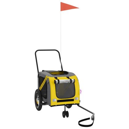 Ремарке за колело за любимци жълт и черен Оксфорд плат и желязо