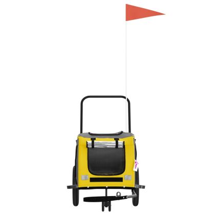 Ремарке за колело за любимци жълт и черен Оксфорд плат и желязо