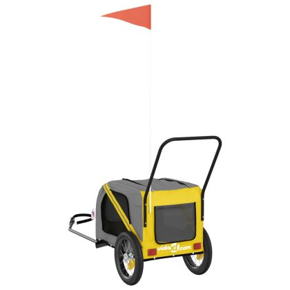 Ремарке за колело за любимци жълт и черен Оксфорд плат и желязо