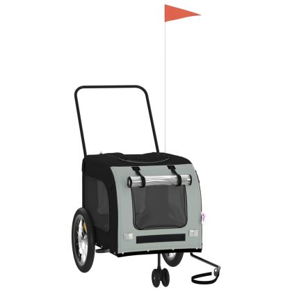 Ремарке за колело за любимци черен и сив Оксфорд плат и желязо