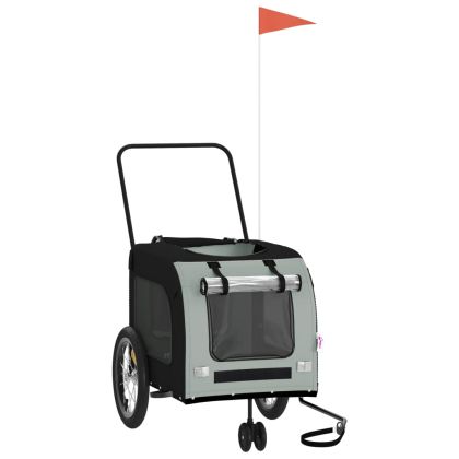 Ремарке за колело за любимци черен и сив Оксфорд плат и желязо