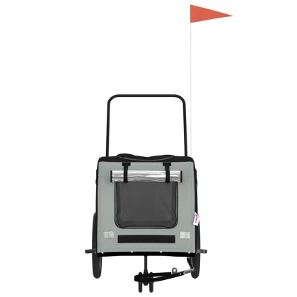 Ремарке за колело за любимци черен и сив Оксфорд плат и желязо