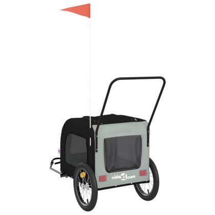 Ремарке за колело за любимци черен и сив Оксфорд плат и желязо