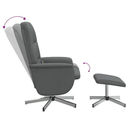 Масажен наклоняем стол с табуретка, тъмносив, текстил