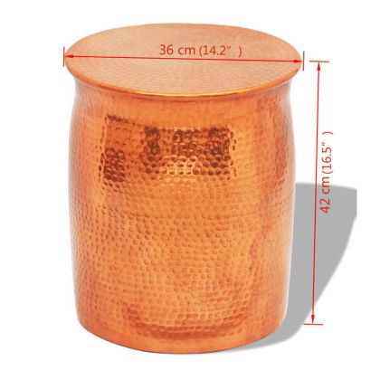 Кована алуминиева табуретка/странична маса, месинг/меден цвят