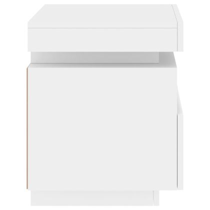 Нощно шкафче с LED осветление, бяло, 40x39x48,5 см