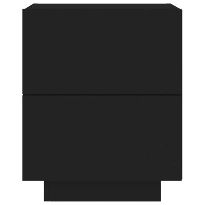 Нощни шкафчета с LED, 2 бр, черно, инженерна дървесина