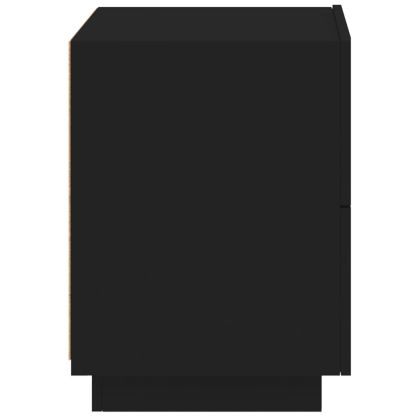 Нощни шкафчета с LED, 2 бр, черно, инженерна дървесина