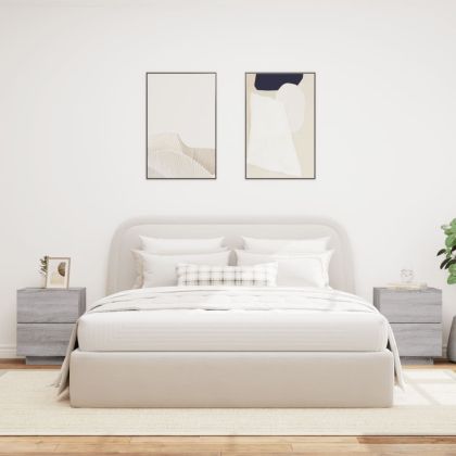 Нощни шкафчета с LED, 2 бр, сив сонома, инженерна дървесина