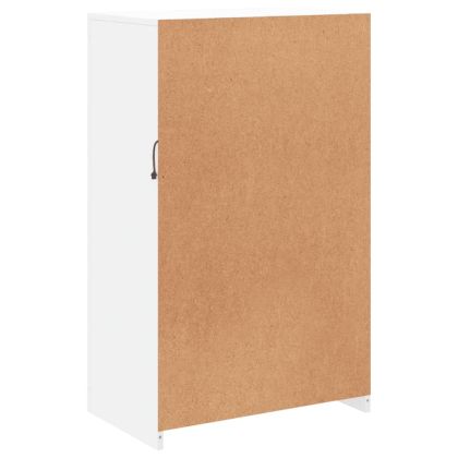 Страничен шкаф с LED осветление, бял, инженерно дърво