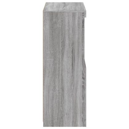 Страничен шкаф с LED осветление, сив сонома, инженерно дърво