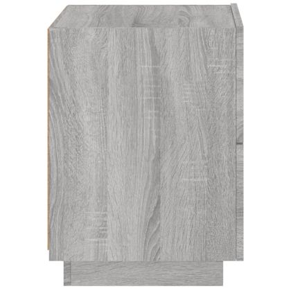 Нощно шкафче с LED осветление, сив сонома, инженерно дърво