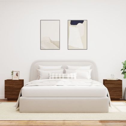 Нощни шкафчета с LED, 2 бр, Кафяв дъб, инженерно дърво