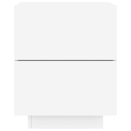 Нощни шкафчета с LED, 2 бр, бяло, инженерна дървесина