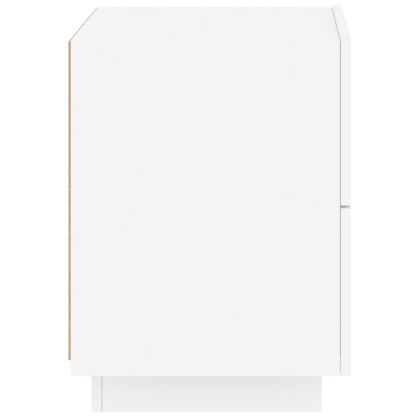 Нощни шкафчета с LED, 2 бр, бяло, инженерна дървесина