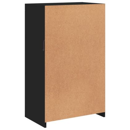 Страничен шкаф с LED осветление, черен, инженерно дърво