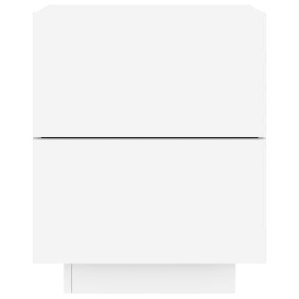 Нощно шкафче с LED осветление, бяло, инженерно дърво