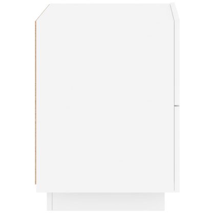 Нощно шкафче с LED осветление, бяло, инженерно дърво