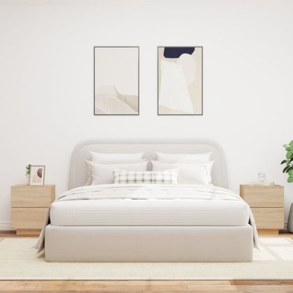 Нощни шкафчета с LED, 2 бр, сонома дъб, инженерно дърво