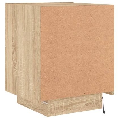 Нощни шкафчета с LED, 2 бр, сонома дъб, инженерно дърво