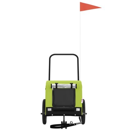 Ремарке за колело за любимци зелено черно Оксфорд плат и желязо