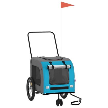 Ремарке за колело за любимци син и сив Оксфорд плат и желязо