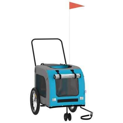 Ремарке за колело за любимци син и сив Оксфорд плат и желязо