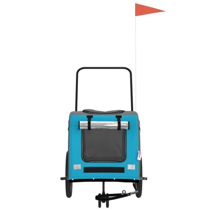 Ремарке за колело за любимци син и сив Оксфорд плат и желязо