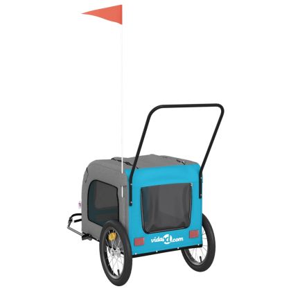 Ремарке за колело за любимци син и сив Оксфорд плат и желязо