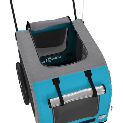 Ремарке за колело за любимци син и сив Оксфорд плат и желязо