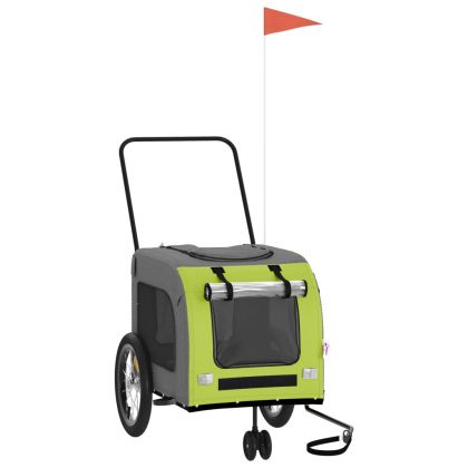 Ремарке за колело за любимци зелен и сив Оксфорд плат и желязо