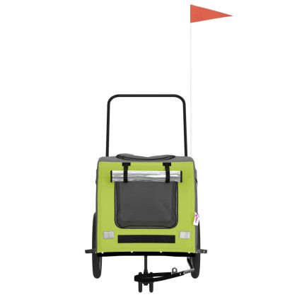 Ремарке за колело за любимци зелен и сив Оксфорд плат и желязо