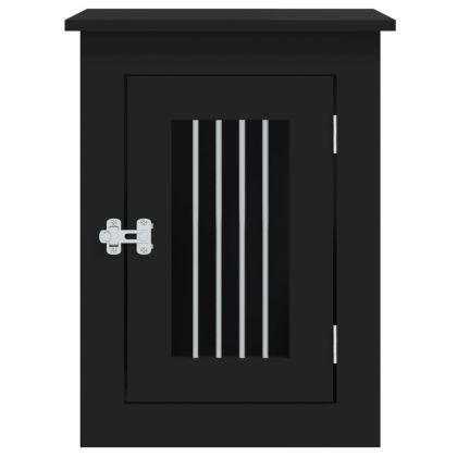 Клетка за куче мебел, черна, 45x62x59 см, инженерно дърво