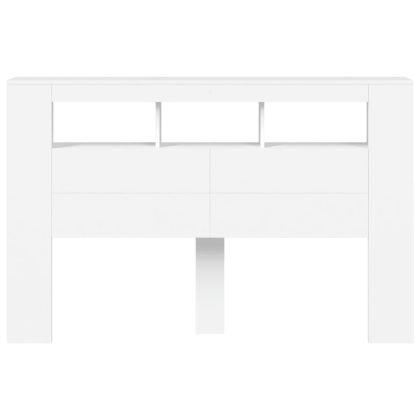 LED горна табла за легло бяла 160x18,5x103,5 см инженерно дърво