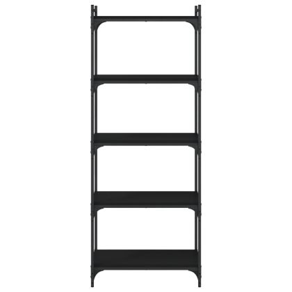 Библиотека 5 рафта черна 60x30x154 см инженерно дърво