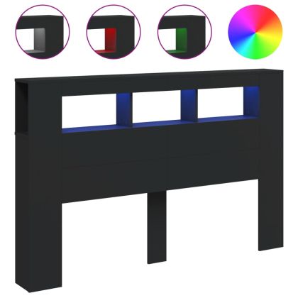 LED горна табла, черна, 160x18,5x103,5 см, инженерно дърво