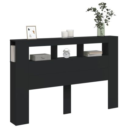 LED горна табла, черна, 160x18,5x103,5 см, инженерно дърво