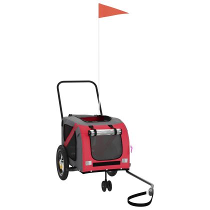 Ремарке за колело за любимци черно червено Оксфорд плат желязо