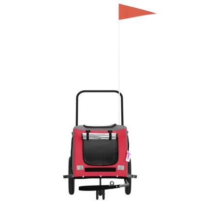 Ремарке за колело за любимци черно червено Оксфорд плат желязо